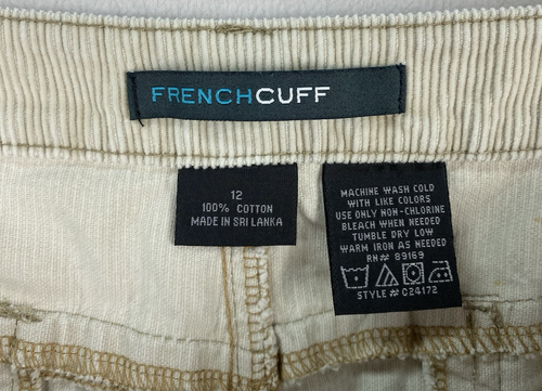 French Cuff Beige Skirt Women 12 Corduroy Straight 100% Cotton 34x25.5 Long - Picture 3 of 5