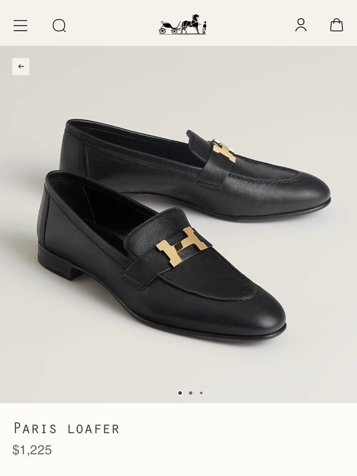 NIB Hermes PARIS LOAFER Black Gold H Buckle Logo Royal NIB Hermes PARIS LOAFER Black Gold H Buckle Logo Royal