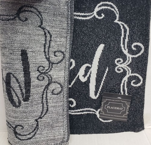 Set of 3 Tapestry Placemats, 13" x 19", INSPIRATIONAL, BLESSED,WHITE & BLACK, HC - Picture 21 of 24