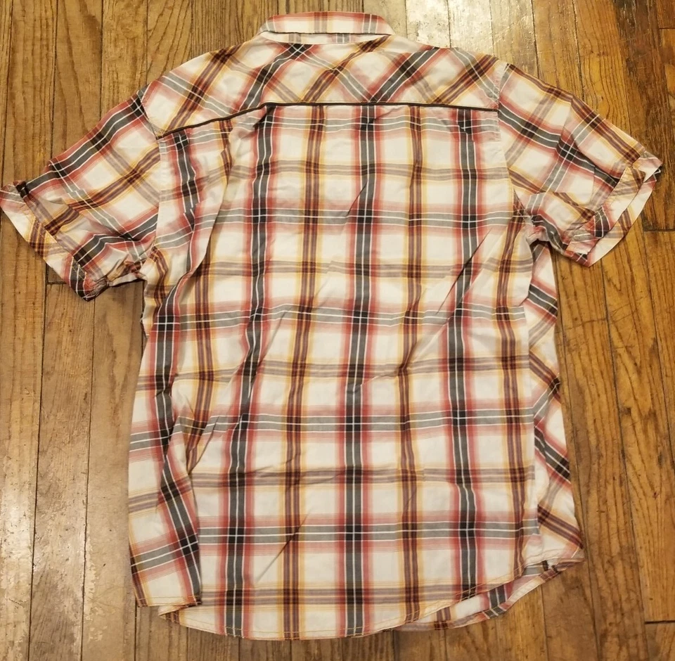 Helix Mens HX American Moto Patch Shirt Plaid Size XL Athletic Fit Western  - Image 4 of 4