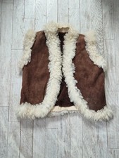 Veste Bouftou / Gilet Sans Manches Marron En Peau de Mouton Taille S