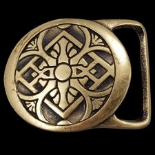1975 Tech Ether Guild Inc Rays Solid Brass Belt Buckle Quaternary Celtic Knot