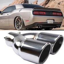 For Dodge Challenger 2.5 Inlet Rear Car Dual Exhaust Muffler Tip Tail Pipe Steel