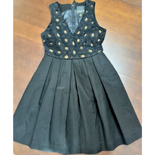 Anthropologie Miramar Dress by McGinn VINTAGE Black Nude illusion Pleats Size 2