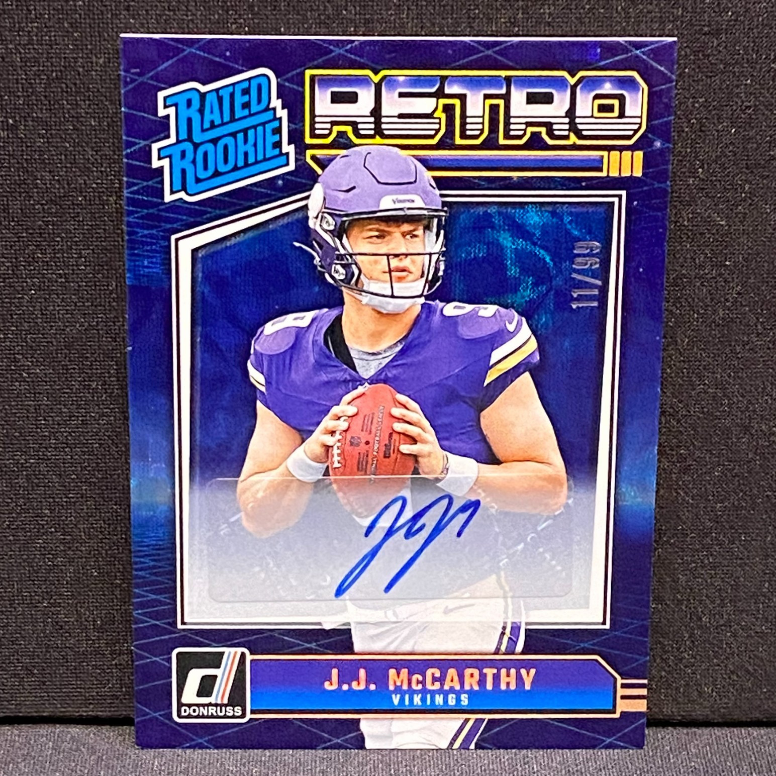 2024 Panini Donruss JJ McCarthy RC Retro Rated Rookie No.2 Vikings 11/99 Auto
