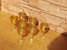 7 24k Gold Plated Goblets 9.5cm High Vintage Ornate Stems