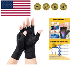 Copper Compression Gloves: Fingerless Arthritis Pain Relief for Carpal Tunnel...