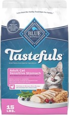 Blue Buffalo Tastefuls Sensitive Stomach Cat Food - Chicken Brown Rice, 15 Lb