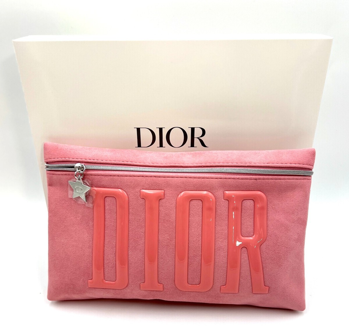 New! Dior Cosmetic Star Zipper Makeup Bag Pouch ~ Pink Suede | eBay