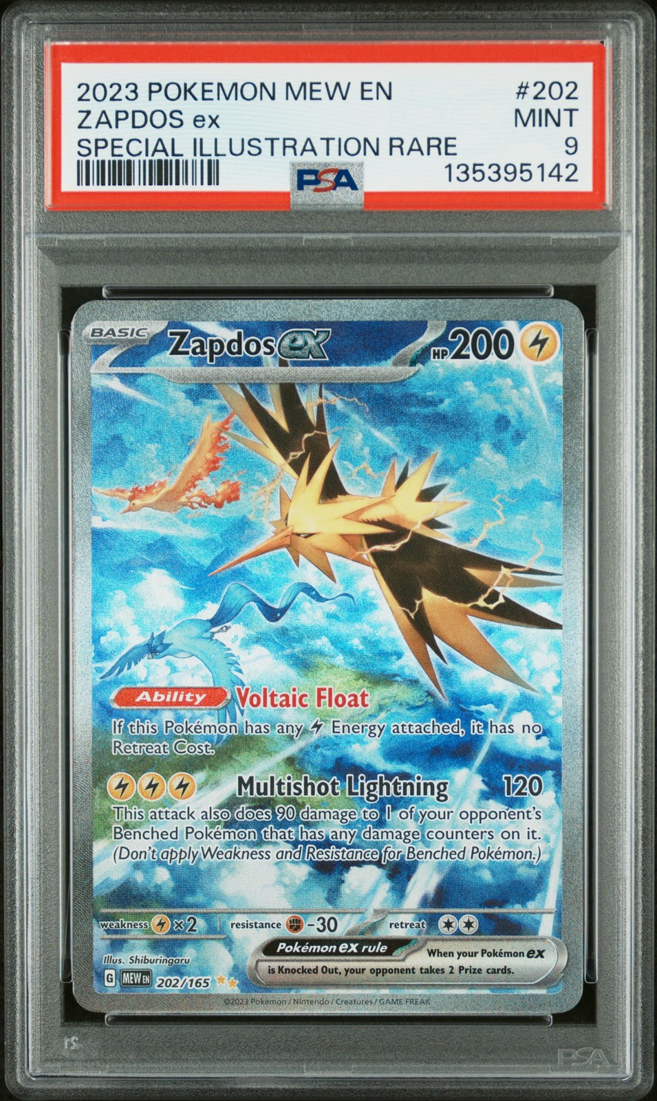 2023 POKEMON MEW EN-151 SPECIAL ILLUSTRATION RARE #202 ZAPDOS EX PSA 9