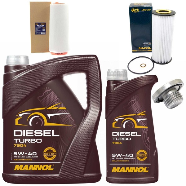 MotoröL Filter Set 5W40 6 Liter + ÖLablassschraube FüR BMW 3Er 318D 320D E46-image