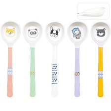 Shopwithgreen 5 PCS Bamboo Kids Spoons Set, Children Utensils M, 5