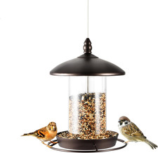 Metal Bird Feeder for outside Hanging,Wild Bird Feeders for Cardinal, Large Roof
