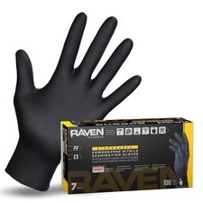 Safety 66520 Raven -Disposable Black Nitrile 7 Mil Mil Gloves, XXL , 100 Glov...