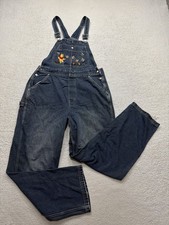 Vintage Overalls Large Disney Winnie the Pooh Bees Flowers Denim Embroidered Med