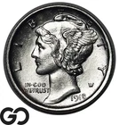1918-D Mercury Dime, Flashy Choice BU++, Key Denver Issue