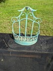 Ornate Blue Distressed French Country Iron Wall Hanging Half Round Flower Basket — photo 2