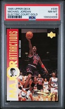 1995-96 Upper Deck #339 Michael Jordan Electric Court Gold Charlie Sheen PSA 8