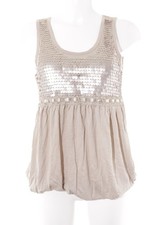 MAKENA LEI schulterfreies Top Damen Top Gr. DE 38 beige Casual-Look