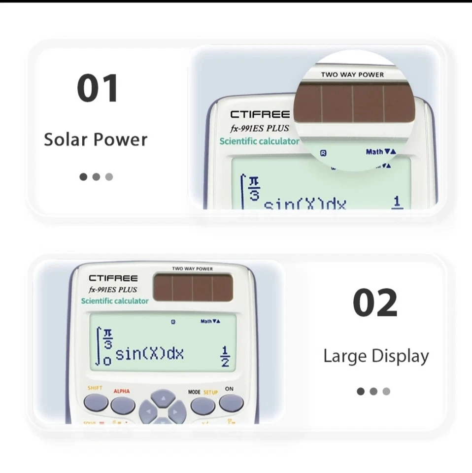 SCIENTIFIC CALCULATOR FX-991ES PLUS Mathematical Functions Textbook LCD CTIFREE  - Image 4 of 4