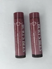 2x Burt's Bees Lip Tinted Lip Balm Red Dhalia, Long Lasting 2 in 1