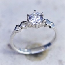 Size 6, vintage Sterling 925 silver handmade engagement ring with cz