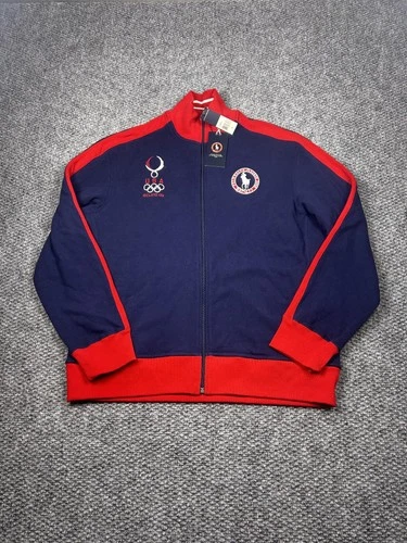 Team USA Jacket Mens XL Navy Red Full Zip Olympics Beijing 2008 Track Top video thumbnail
