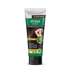 Streax Insta Shampoo Hair Colour For Unisex,Dark Brown 60 ml