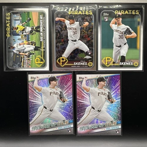 (5) Five Card 2024 Topps PAUL SKENES RC Lot: #USC27 Chrome, #US100, #US160