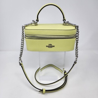 COACH Crossgrain Leather Train Case Crossbody Shoulder Satchel Pale Lime NWT