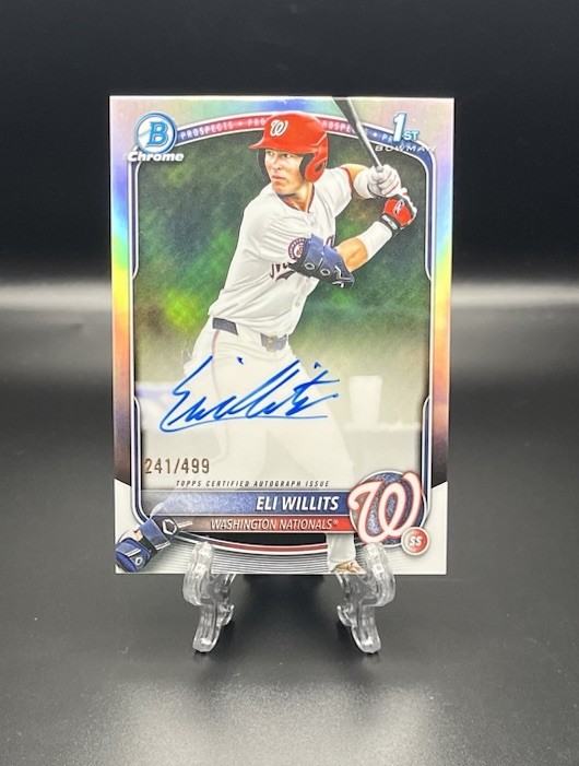 2025 BOWMAN DRAFT CHROME RC REFRACTOR AUTO /499 ELI WILLITS NATIONALS CPA-EW