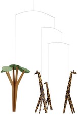 Giraffes On The Savannah Hanging Nursery Mobile - 24 Inches - Red