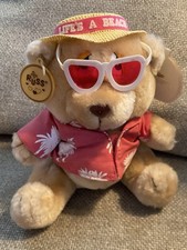 VINTAGE Russ Luv Pets "Life's A Beach" TEDDY BEAR 7" Plush STUFFED ANIMAL TOY