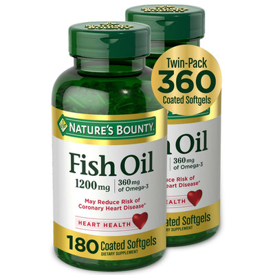Nature s Bounty Fish Oil Omega-3 1200mg Softgel - 180 Count (2 Pack) - BB 2/26