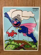 Vintage Playskool Super Grover Wood Puzzle 10pcs Muppets Sesame St