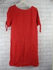 TERZO MILLENNIO womens shift dress red linen M, 12 short sleeve round neck