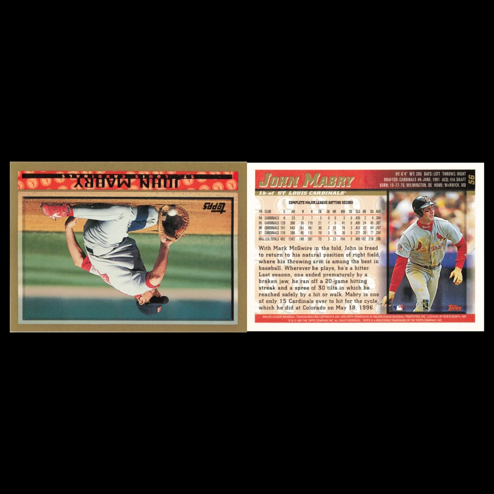 John Mabry #56 1998 Topps St. Louis Cardinals Baseball Card MLB NM - Image 3 of 3