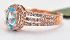GENUINE 1.23 Cts BLUE TOPAZ &  WHITE SAPPHIRE RING 14k ROSE GOLD PLATED (.925) — photo 4