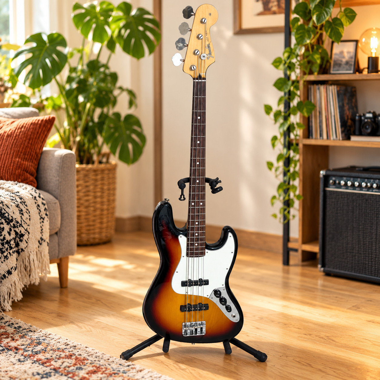 Fender MIJ Hybrid II Jazz Bass 3 Tone Sunburst Rosewood 2023 with Fender Case