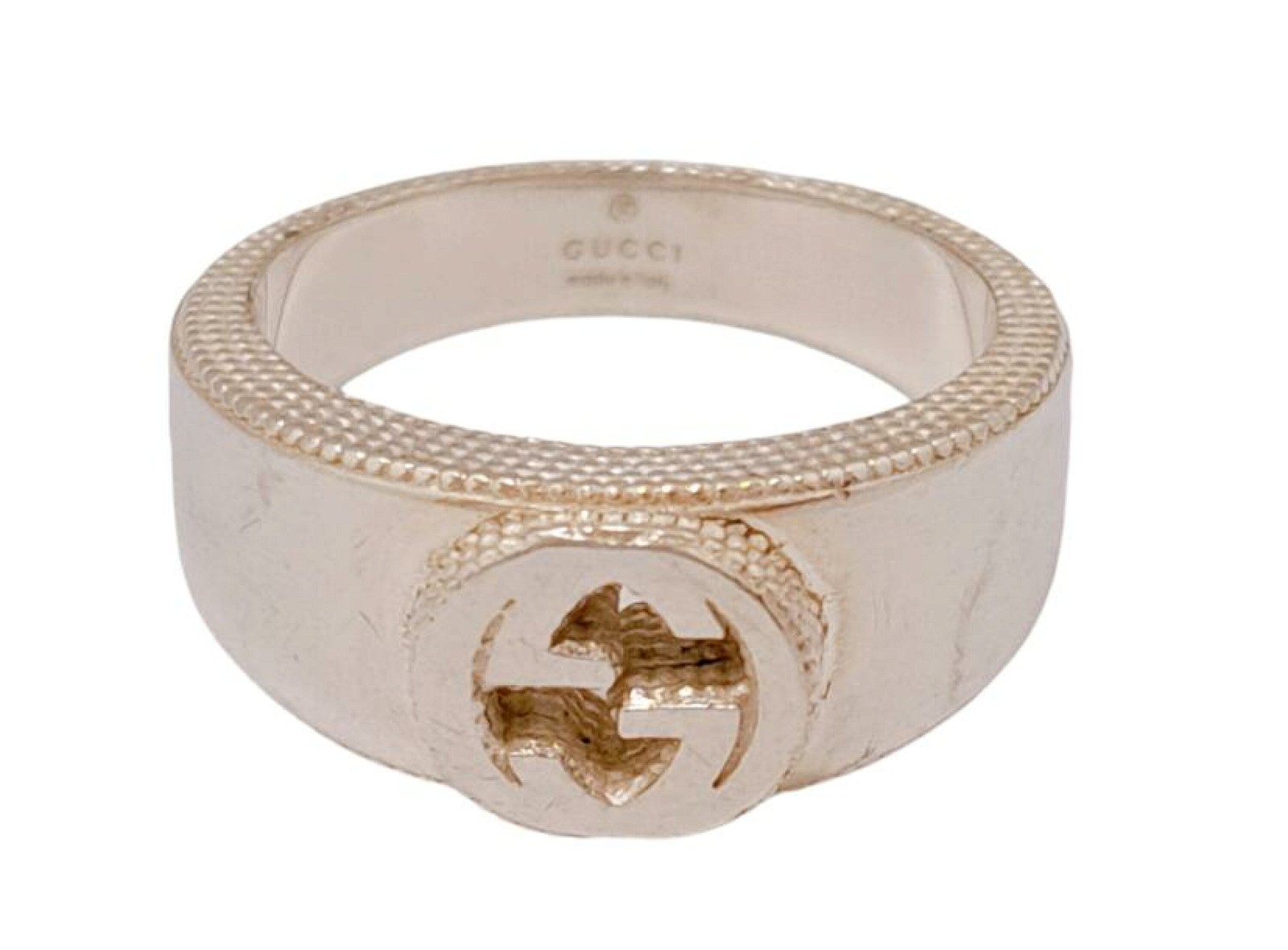 Authentic Gucci Silver Ring 14 Interlocking G 479… - image 1