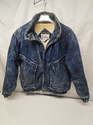 VGT iN CROWD By CLBTN acid wash Izzi 80s denim full zip quilt lined jacket sz XL