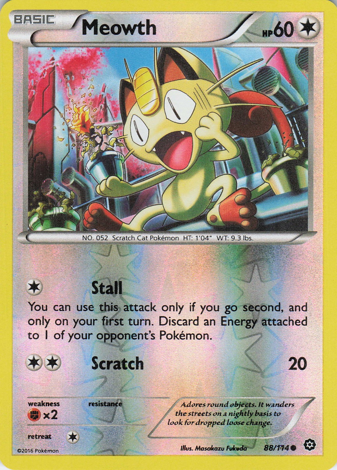 Meowth Common XY - Steam Siege 88/114 LP Reverse Holo
