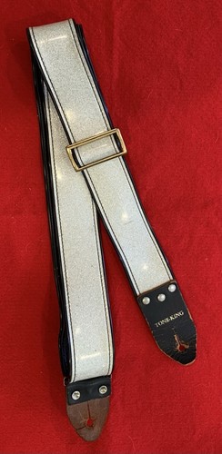 Vtg Tone-King Ace Style White Sparkle Guitar Strap Made in USA