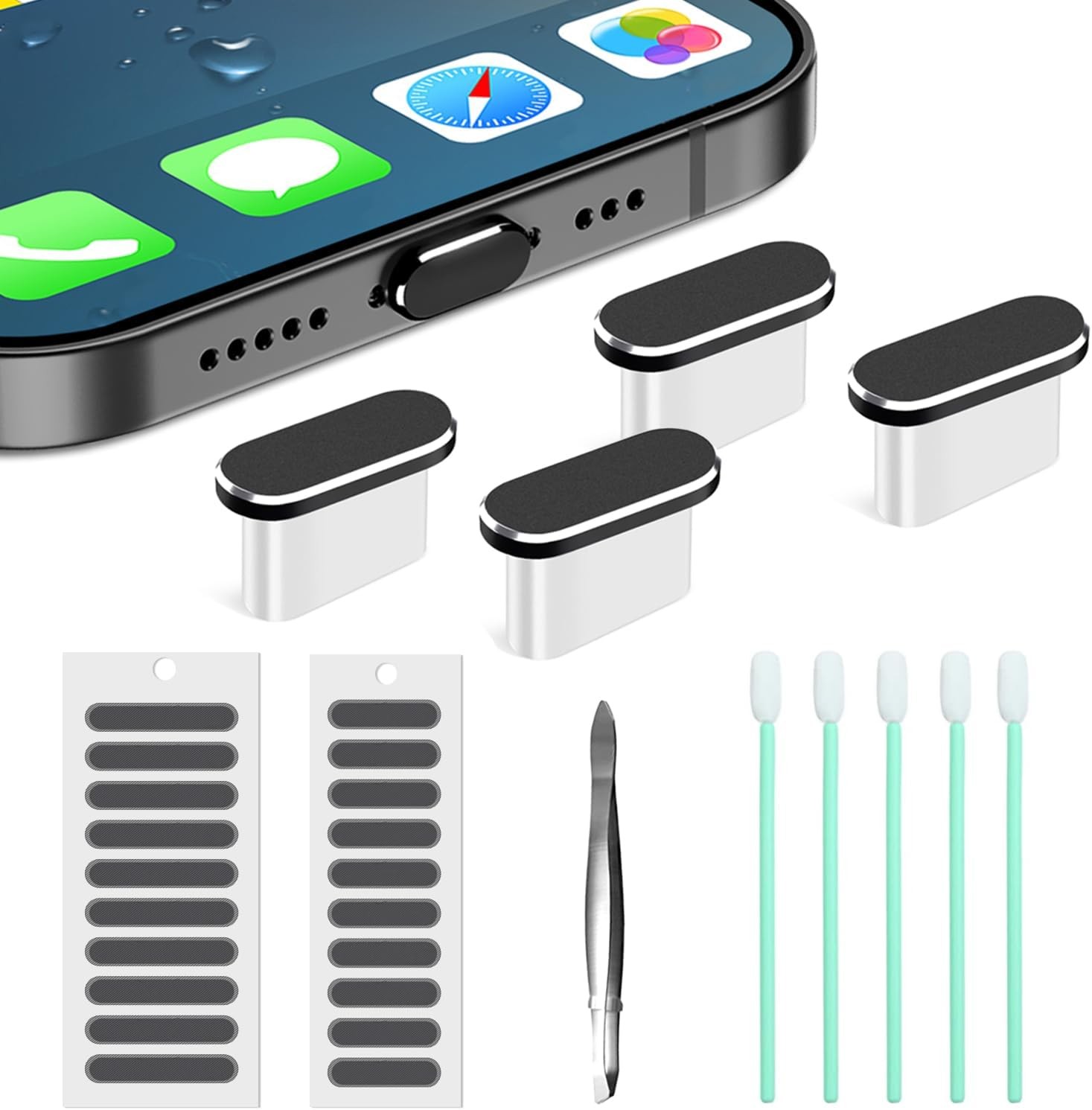 USB C Dust Plug, 4 Pack C Cover Type C Anti Port Plug Black 