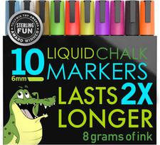 Liquid Chalk Markers for Chalkboards, Blackboards, Windows  Glass - Dry Erase,