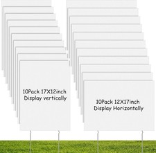 20 Pack Blank Yard Signs with Stakes 17 x 12 Inch Plastic Yard Lawn Sign Doub
