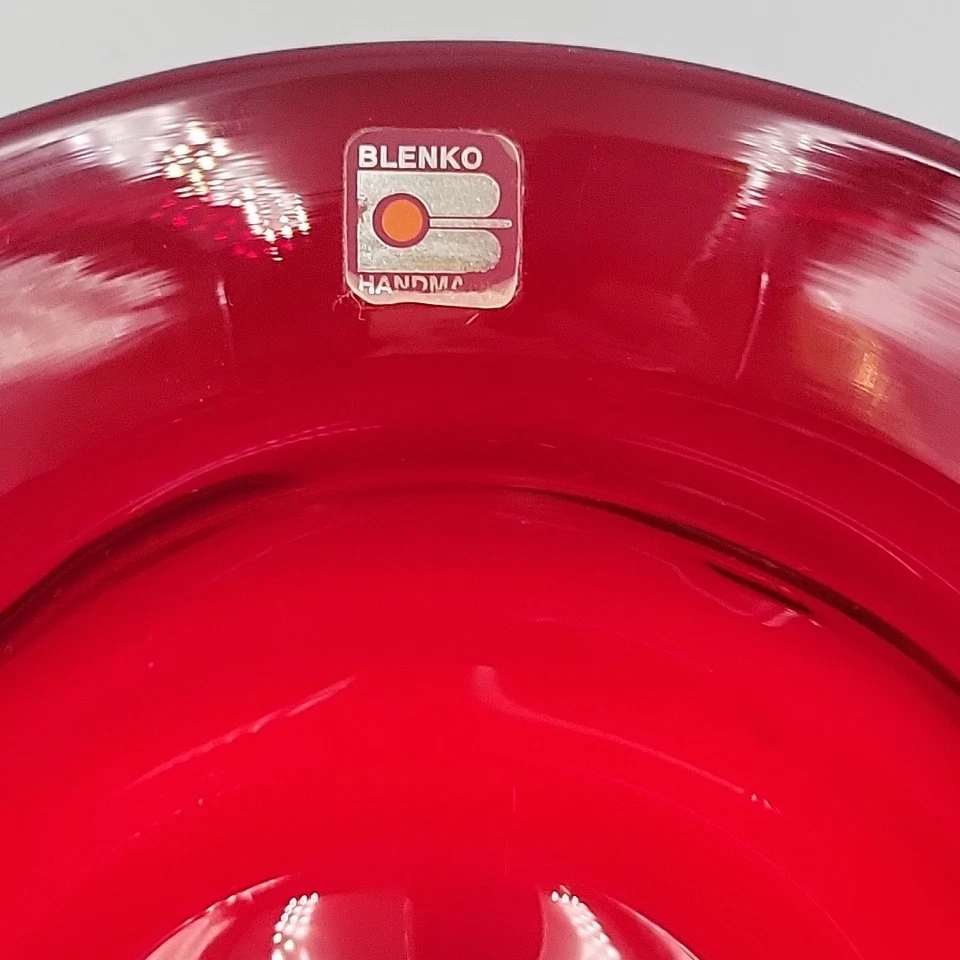 Vintage Blenko Glass Ruby Red #843 Tulip Vase Top/Candle Holder - TOP ONLY - Image 4 of 4