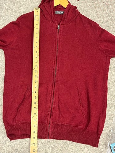 Felpa con cappuccio Saks Fifth Avenue misto lana cotone bordeaux taglia large - Foto 4 di 9