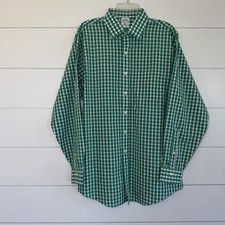 Brooks Brothers 346 Green Gingham Shirt Slim Fit 16.5 34/35 Non-Iron Cotton Prep