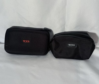 DELTA TUMI Amenity Toiletry Bags. Set Of 2 Black Cases 1 Hard Side, 1 Soft Side.